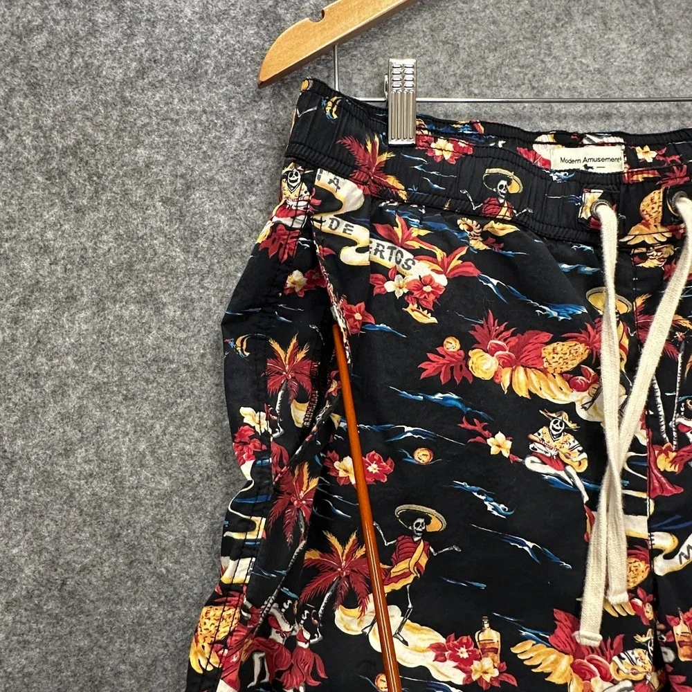 Modern Amusement‎ Board Shorts Mens M Multicolor Dia De Muertos Surf Swim Trunks